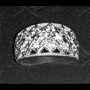 Vintage Sterling 925 Silver Sparkle Band Ring Sz 7